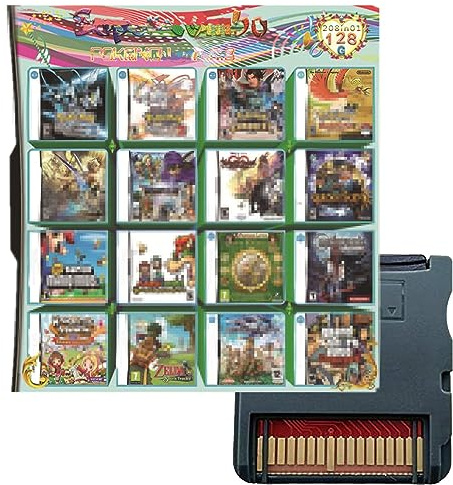 208 in 1 Game Cartridge, Retro Game Pack Card Compilation with 208 Games for DS, 2DS, 3DS Console