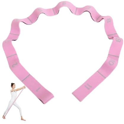 GIMIRO Bande élastique de fitness segmentée pour yoga, pilates, danse, stretch, rééducation, 11 boucles, rose