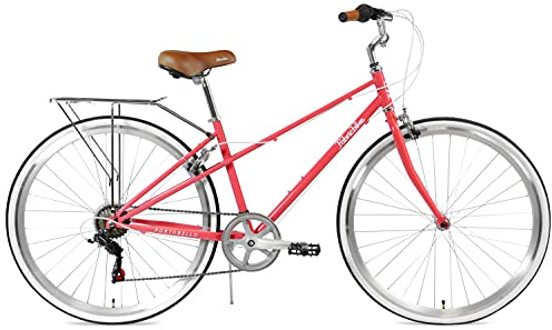 FabricBike Step City- Step City Bike da donna, Vintage Retro Urban Bike, City Bike in stile olandese con deragliatore e cestino. Sella confortevole (Portobello Coral)