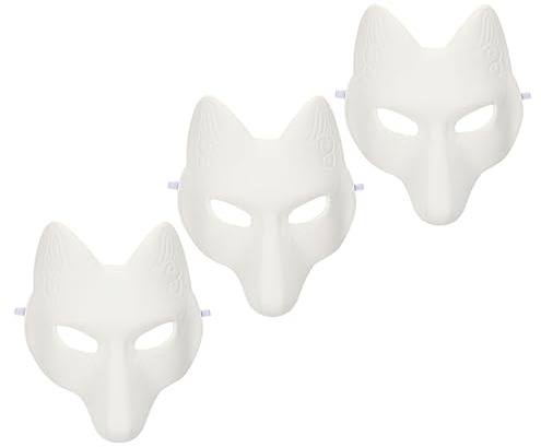 PRETYZOOM Maskerade Blanko-Maske Fuchs-Maske Diy Unbemalte Fuchsmaske Mit Elastischem Band Für Halloween Kostüm Cosplay Party Zubehör
