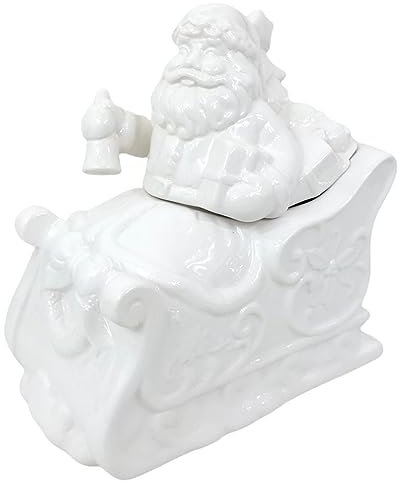 ALE E COMMERCE Biscottiera Slitta Babbo Natale in Ceramica