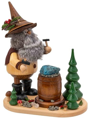 Drechselwerkstatt Uhlig DWU | Räuchermännchen Räuchermann aus dem Erzgebirge | Weihnachten Weihnachtsdeko Handwerkskunst | Erzwichtel 26 cm | Schürfer