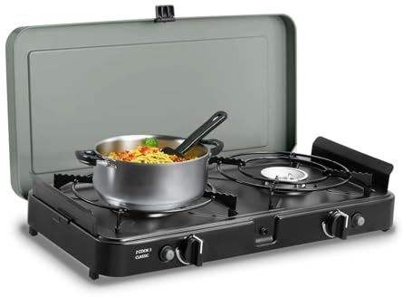 CADAC - 2-Cook 3 Classic Stove - Tischgrill - 50mBar - Campinggrill | Für draußen grillen, Stahl, Aluminium, Kunststoff, Gas Barbecue, Inkl. Transporttasche