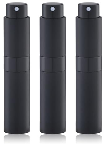Lulupack Travel Perfume Bottle Refillable - Cologne Spray Atomizer Mini - Small Travel Size Empty Sprayer for Refill Sample Container - Portable Fragrance Decant Dispenser Women Men 10ml 3PCS Black