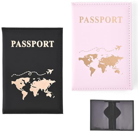 LAKJUOZ 2 Stücke Passport Holder, Reisepasshülle, Kunstleder Reisepasshülle Halter, Reisepass Schutzhülle Für Kreditkarten, Ausweis Und Reisedokumente