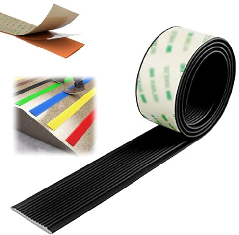rutschfeste Treppenkante, PVC Treppenkantenprofil, Selbstklebend Winkelprofil Kunststoff Treppen-Kantenschutz Winkelprofil Stufenkantenprofil(Black,W 4cm)