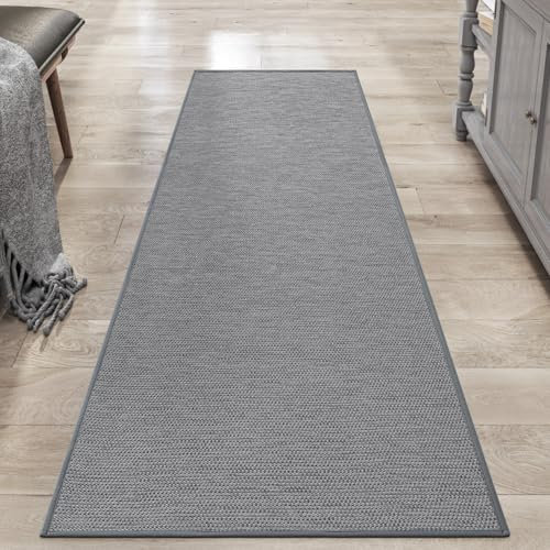 DEXI Teppich Läufer, Küchenteppich waschbar rutschfest, Flur Teppich Absorbierend, dauerhaft & antistatisch, Küchenläufer für Eingang, Küche, Wohnraum, 61x183cm, Grau