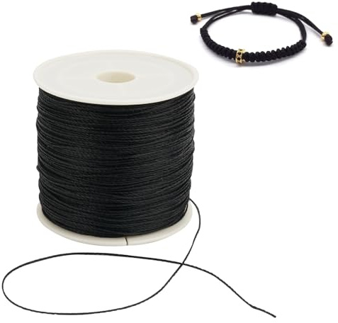 115 yards vaxad polyestersnöre, 0,5 mm runt armbandssnöre, svart pärlsnöre, vaxad tråd för armband, halsband, smyckestillverkning