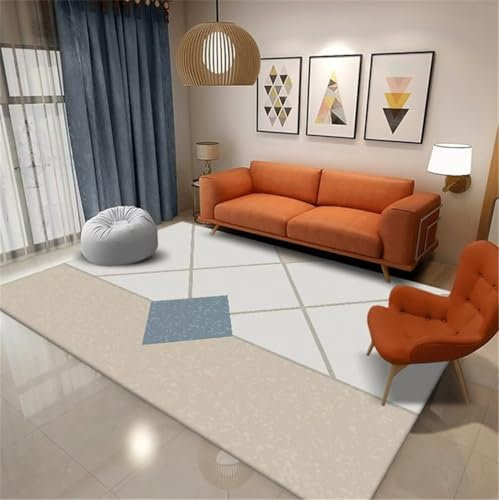 RUGMRZ Large Square Floor Cushions VelvetAuslegware Teppichboden flurteppich 160x250CM langfloorteppiche blauPflegeleichter moderner gestreifter Teppich