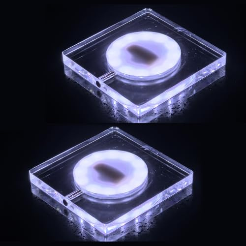 KEEDA Leuchtende Untersetzer für Gläser Getränke, Wiederaufladbare LED Beleuchtete Acryl-Untersetzer für Bar Cocktail Bier Party Hochzeit Club Dekor (Weiß Quadrat, 2 Stück)