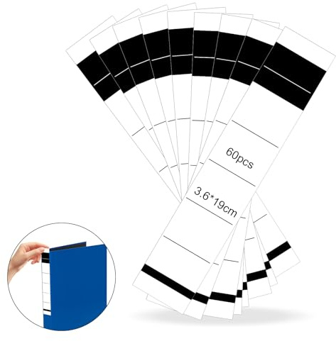 OFFCUP Självhäftande ryggetiketter, 60 st 36 x 190 mm ersättande ryggradsetiketter, lättapplicerade papper tom spak bågfil mapp etiketter klistermärken för arkivering och arkivering på hemmagola