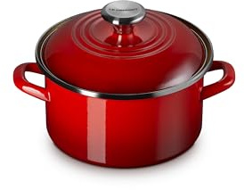 Le Creuset Traditioneller kleiner Suppentopf aus Emaille auf Stahl, 3,8 l, Kirschrot