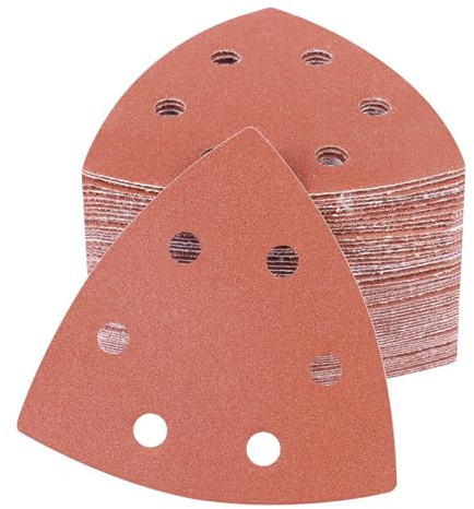 PMIQSA 100 Piezas Triángulo de Lijado Delta, 93x93x93mm Papel de Lija Para Detalles y Acabados, Hojas de Lija Triangulares, 240 Grano Para Lijado y Pulido Lija Madera