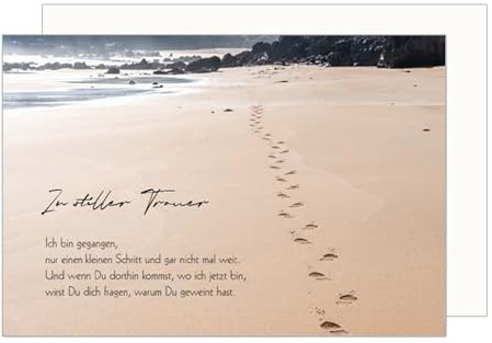 Edition Seidel Premium Trauerkarte mit Umschlag. Beileidskarte Trauer Karte In tiefem Mitgefühl Anteilnahme Beileid Sand Meer Weg Fußspuren (T1199 SW025)