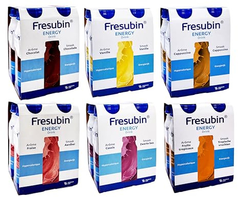 Fresubin Energy Drink - Mischkarton Hochkalorische Trinknahrung von Fresenius Kabi in 6 Geschmacksrichtungen, 300 kcal pro Flasche (200 ml (24er Pack), Mischkarton)