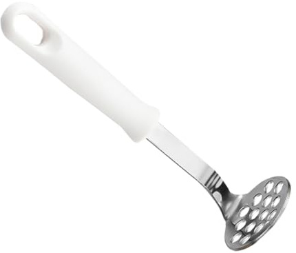LOPUNER Presse-purée et Compatible Lave-vaisselle en Acier Inoxydable 304 Poignée Blanche, Facile à Presser pour Pommes de Terre et Avocats pour Usage Domestique Cuisine