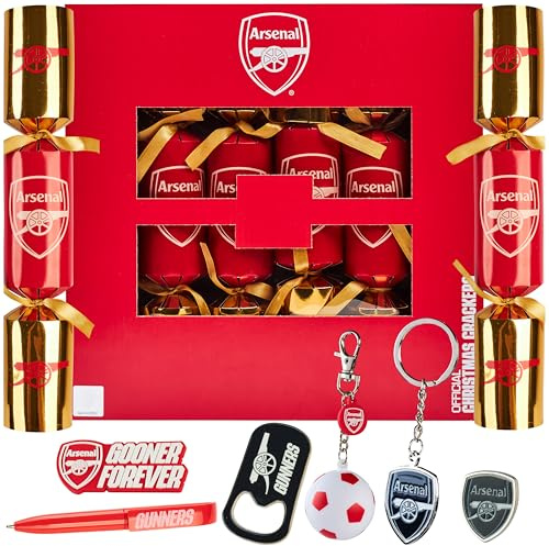 Get Trend Arsenal Pop Luxury Christmas Crackers, Pack of 6 Deluxe Football Xmas Crackers, Collectible Arsenal Gifts, Fun Novelty Christmas Party Gifts (Multi Arsenal)