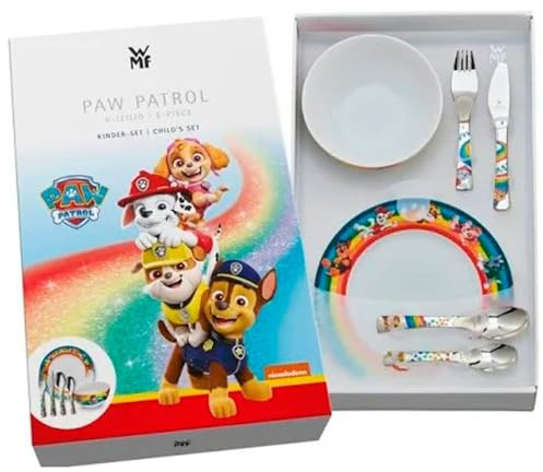 Regalo Grabado - Cubiertos Infantiles Personalizados con Vajilla | Acero Inoxidable 18/10 | Nombre y Fecha Grabados | Apto Lavavajillas | (Patulla Canina)