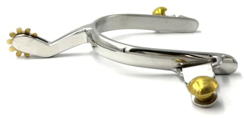 Equine Smile ES1002 Western Edelstahl Sporen mit Sonnenrad Kupfer Rowel Cowboy Reitsporen Pferdesporen rostfrei Pferde Boot Roper Spurs
