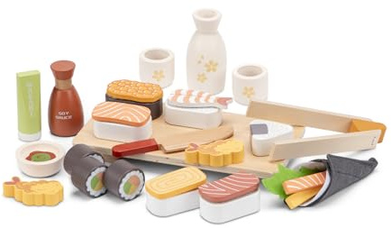 Woet® – Cibo Giocattolo Sushi in Legno per Bambini – Set di Alimenti Giocattolo 30 Pezzi – Giocattolo da Cucina per Gioco di Imitazione – A Partire da 3 Anni – Regalo per Bambini e Bambine