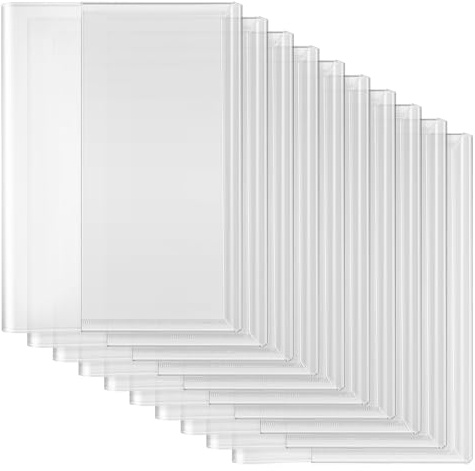 GRIRIW 10pcs Transparent Book Covers for Books Clear Protective Sleeves with Adhesive Seal Flexible Lightweight Sleeves for Students