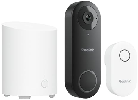 Reolink PoE Video-Türklingel Sicherheits-Bundle: 5MP UHD Video Doorbell mit Chime & 180° Weitwinkel + Home Hub Mini mit lokalem Speicher, Dual-Band WLAN, Verschlüsselt