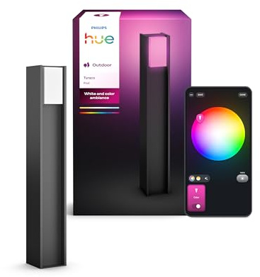 Philips Hue Turaco Außen-Wegleuchte, Anthrazit, dimmbar, warmweißes Licht, App-steuerbar, Alexa-kompatibel