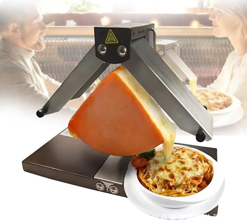 PRECISTECH Máquina Raclette Compacta ， Derretidor De Queso con Doble Zona De Calentamiento, Altura Ajustable, Plancha Eléctrica para Queso Plegable, Uso Doméstico