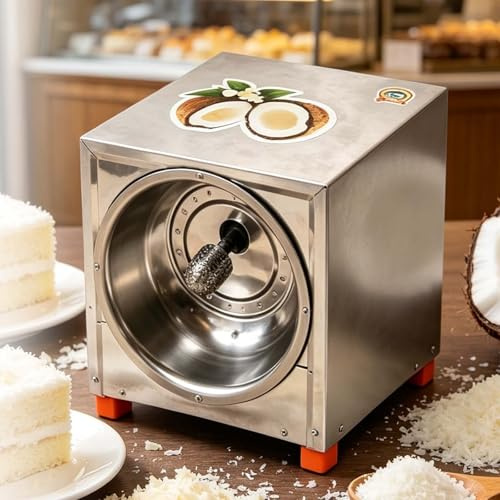 EXSHUING Grattugia Elettrica Professionale Per Cocco, 300 W, 1 Min/Cocco, Fino A 50 Kg/H, Punta Ovale Ad Alta Resa, Corpo In Acciaio Inossidabile Antiruggine, Facile Da Spostare Per Lavorazione