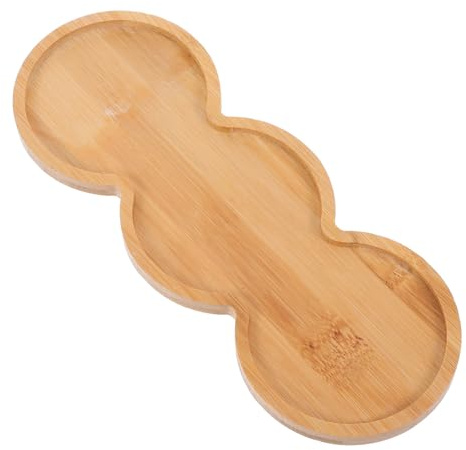 BRIGHTFUFU Plateau de Service en Bambou 3 Emplacements, Dessous de Verre Antidérapants et Amortisseurs pour Bar, pour Diverses Occasions Réutilisable