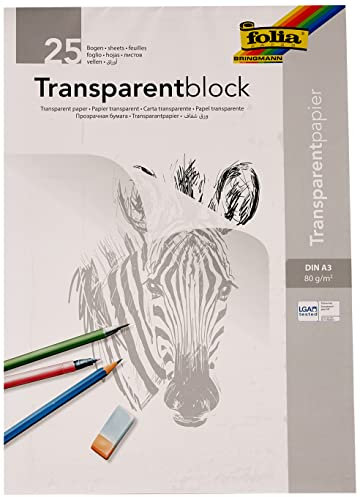 Rayher Hobby 8147900 Transparentpapier, A3, Block 25 Blatt, 80 g/m2, Transparentes,Mehrfarbig