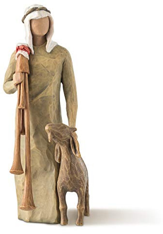 Willow Tree Zampognaro - Hirte mit Sackpfeife und Ziege als Ergänzung zur Willow Tree Nativity Krippe