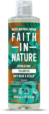 Faith In Nature Organic Coconut Shampoo, Hydrating for Dry Hair & Scalp, Vegan & Cruelty Free, No SLS, Silcones or Parabens, 400ml