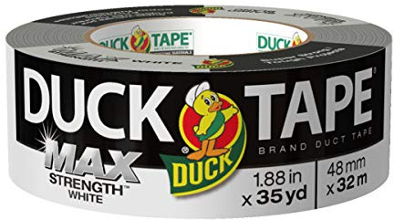 Duck Brand Max Strength Duct Tape - 1 Roll - Heavy Duty Hold - 1.88 Inch x 35 Yards - White (240866)