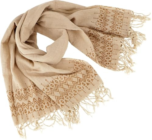 GURU SHOP Handgewebtes Baumwolltuch mit Tribalmuster, Unisex Webschal | 100% Baumwolle, traditioneller Blockdruck, vielseitig einsetzbar, als Schal, Stola oder Sarong