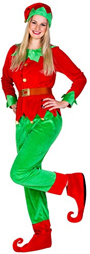 dressforfun tectake Frauenkostüm Weihnachtselfe | Langarm-Shirt in Jacket-Optik | Bequeme Hose | Schuhüberzieher und Gürtel (M | Nr. 300291)