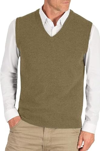 AARHON herr v-ringad ärmlös stickad jumper plus size tröja herr toppstorlek UK