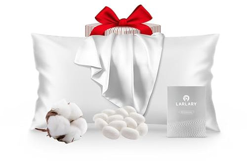 Larlary Seidenkissenbezug - 90% Seide, 10% Baumwolle, Für Kissenbezug, Kissenhülle, Weich und Hypoallergen (1, Weiß, 40x80cm)