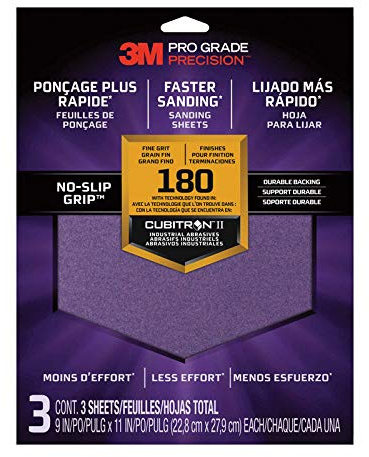 3m 26180tri-3 9 X 11 Pro Grade Precision 180 Grit Faster Sanding Sanding Sheets 3 Count