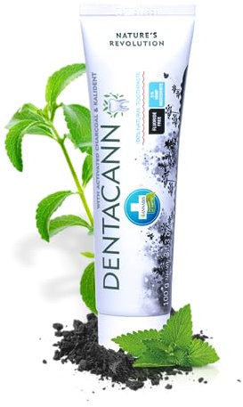 Annabis Dentacann - Natural Fluoride Free Toothpaste with Active Bamboo Charcoal | Coconut Oil | Hemp Seed Extract | Peppermint Oil | Mineral Kalident Powder | Vegan Friendly | Good for Kids | 100g