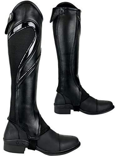 AK Sportive Halbchaps aus Vollnarbenleder, eng anliegende Passform, Schwarz , L