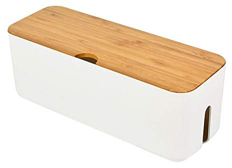 Cable Tidy Box Storage Extension Lead, Wire Cable Anti Dust Management Socket, Management and Organising Cable and Clear Desktop, 29.5×11×11.4cm