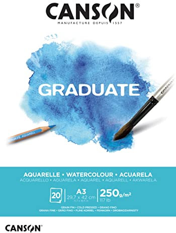Canson Graduate Aquarellpapier Block, DIN A3, 20 Blatt, 250 g/m²