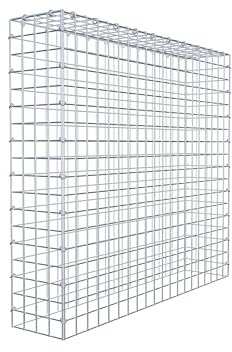 GABIONA Gabione tipo 3 rettangolare, larghezza maglie 5 x 5 cm, profondità 20 cm, gabbione 100 x 90 x 20 cm (lunghezza x altezza x profondità), anello a C