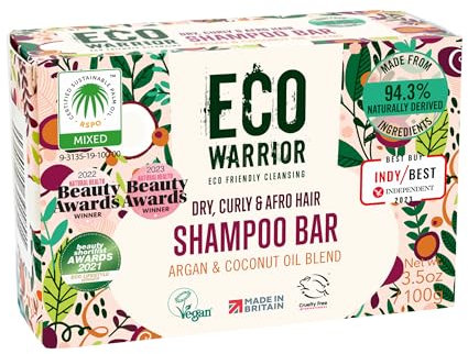Eco Warrior Dry Hair Shampoo Bar - Vegan, Cruelty Free, No SLS or Parabens, Deeply Nourishing Argan & Coconut Oil, Marshmallow Extract For Soft Dry Hair, Little Soap Company, 100g
