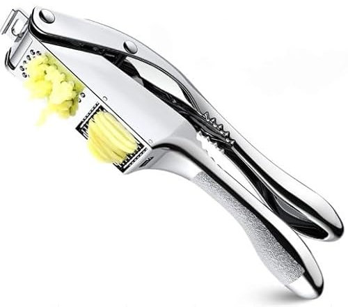 Keroppa, Prensa para Ajos, Prensador y Laminador para Ajos, Marca Española, Metálico, Resistente, Ligero, Fácil Limpiado, Gran Capacidad de Prensado, Mango Ergonómico, Con Cepillo para Limpieza