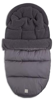 Jollein Saco para cochecito de bebé, para cinturón de 3 y 5 puntos, con forro de peluche, impermeable, color gris