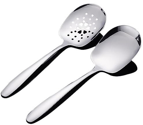 Servierlöffel Set,Servierlöffel,Servierlöffel aus Edelstahl und geschlitztem Servierlöffel,für Kantinen,Hotels,Picknicks,Partyteiler(25cm,2PCS)