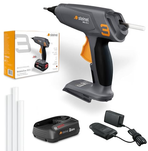 Pistola incollatrice a batteria Steinel MobileGlue 3011 set, incl. batteria PFA da 2,5 Ah, pistola incollatrice a caldo cordless ø11 mm, 2 impostazioni di temperatura