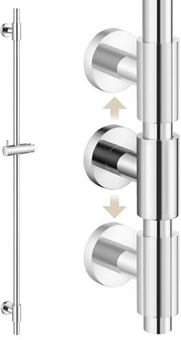 KES Barra Ducha Barra de Ducha Acero Inoxidable 18/8 Barra Soporte Ducha Ajustable 122 CM Barra Soporte Ducha Grifo con Soporte Alcachofa Ducha Pulido, F209S122-PS
